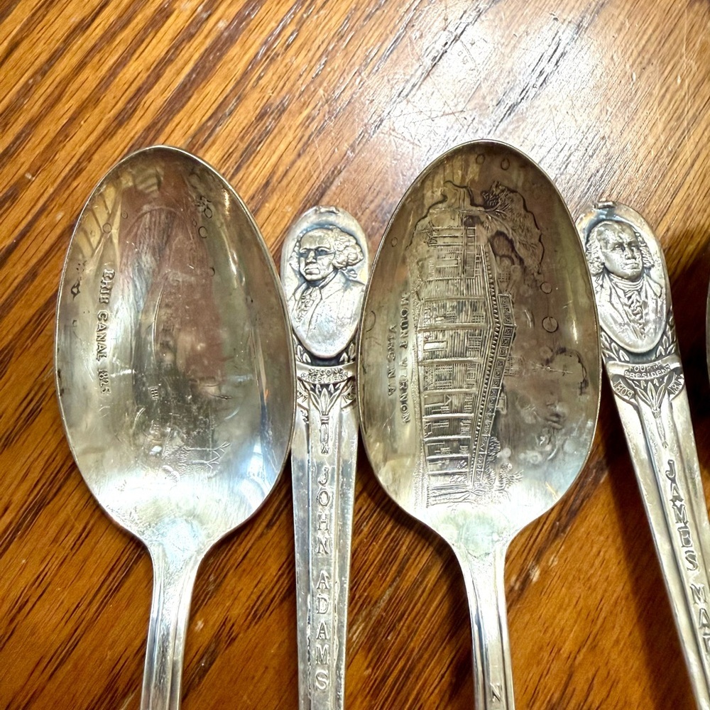 Vintage Silver Plate Collectible U.S. Presidents Spoons Set of 6 - Picture 2 of 8